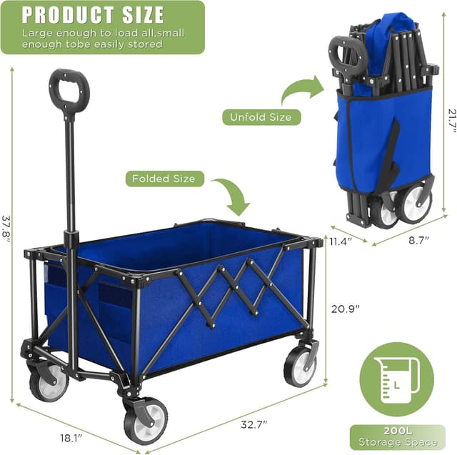 Detalle de HOFTME folding trolley wagon 100L capacity
