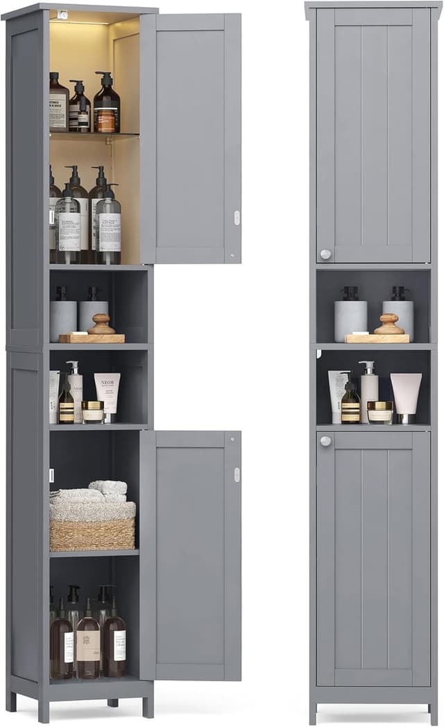 Detalle de VASAGLE BBC566G03 armario alto de baño 30x30x170 cm