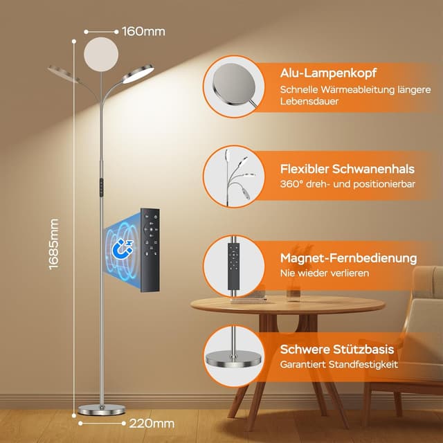 Detalle 2 de ANTENLICHT NOVA Stehlampe 18W dimmbar