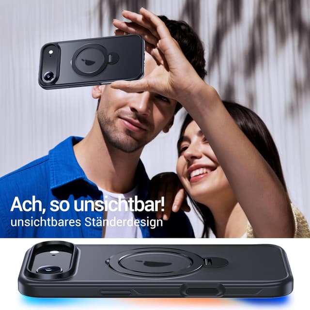 Thumbnail 6 de Anqrp 360° All-in-One-Ständerhülle für iPhone 17 Air (6,5 Zoll) – Magnetisch mit drehbarem Ringhalter, Schwarz
