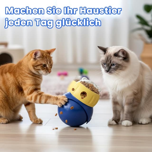 Detalle de FuntasticFinds Intelligenzspielzeug für Katzen mit verstellbarem Leckerli-Spender