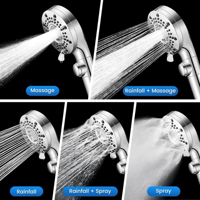 Detalle de berssen Duschkopf mit Filter, Hochdruck-Brausekopf (5+1 Strahlarten) mit Wasserstopp