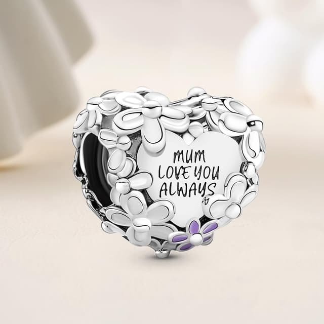 Detalle 2 de Ruaidhra Sterling Silber Charms Anhänger – Kreuz, Herz, Blumen & mehr als Charm Clip Stopper Bead