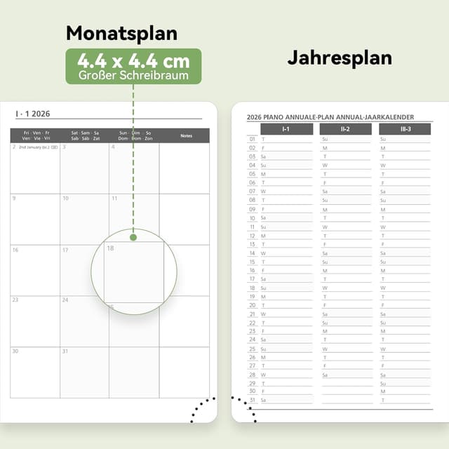 Detalle de FEKSINO Kalender 2026 Ringbuch-Planer A5 (ca. 21,3 x 14,6 cm) mit Wochen- und Monatsübersicht, Rosa