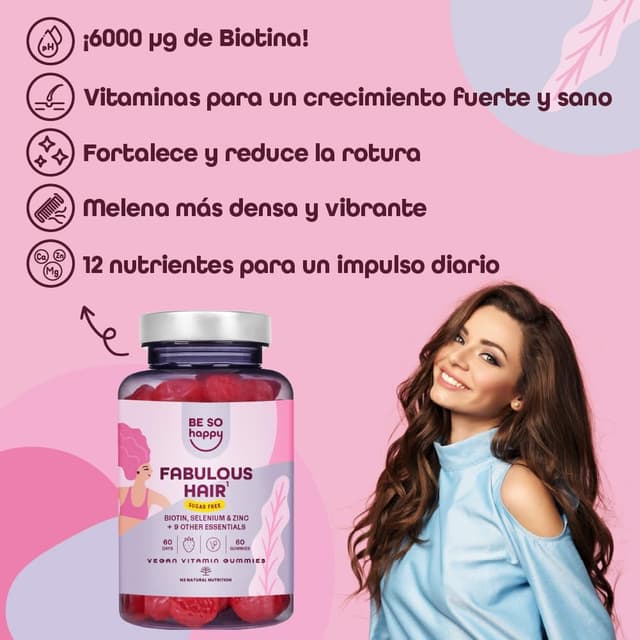 Thumbnail 1 de BeSoHappy Gominolas con Biotina 6000 mcg y Otros 10 Componentes 🍓