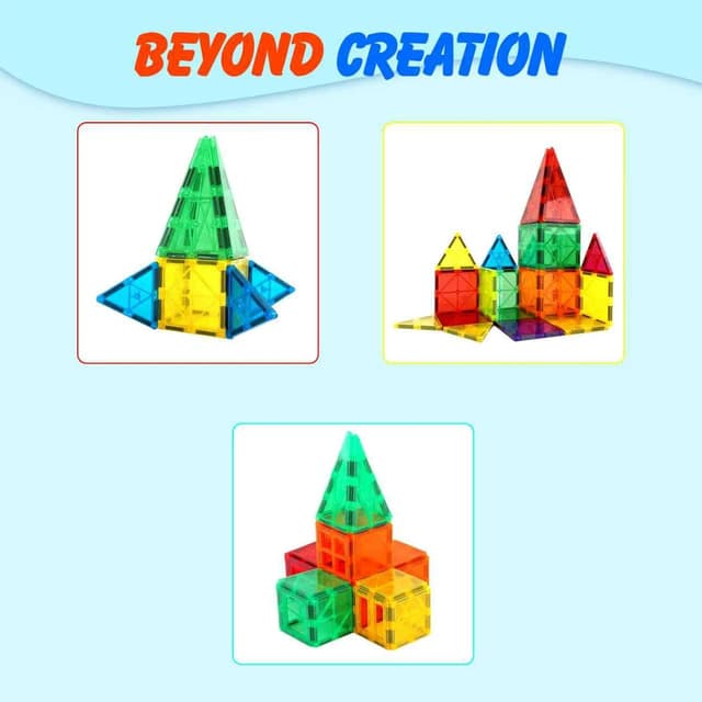 Detalle 2 de Gemmicc Magnetic Tiles 100 PCS with 2 Cars (STEM Approved Magnet Building Set)