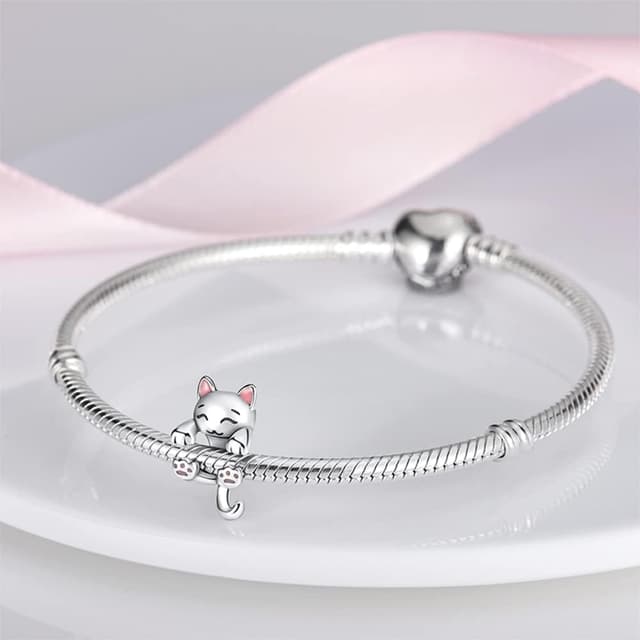 Detalle de KUNSIR Charm Anhänger aus 925 Sterling Silber mit Zirkonia – für Armband Charms & Beads (passend für europäische Armbänder)