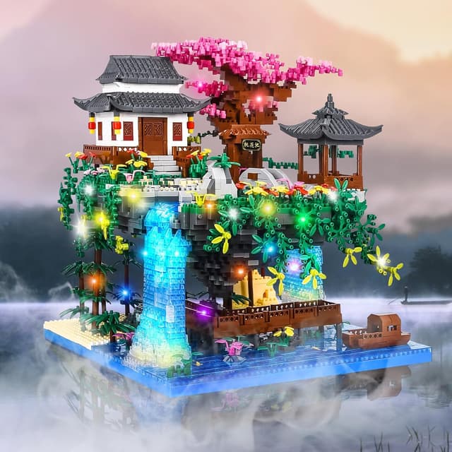 Detalle de Charmofun Micro-briques 3320 pièces – Maquette architecture chinoise avec éclairage LED