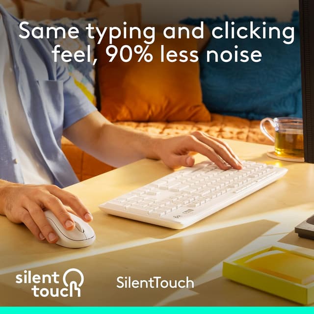 Detalle de Logitech MK295 Silent Wireless Mouse & Keyboard Combo (SilentTouch), Full Numpad, QWERTY UK – White