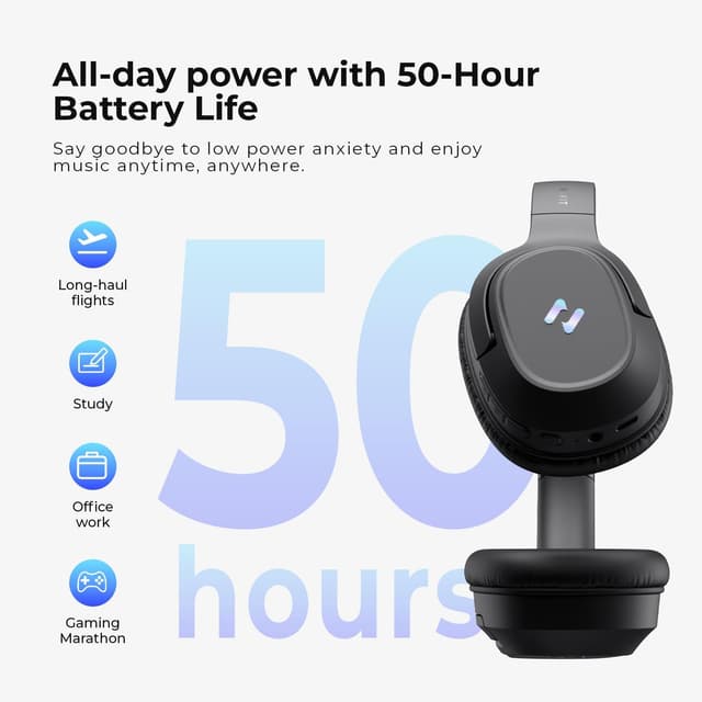 Thumbnail 6 de havit Active Noise Cancelling Wireless Over-Ear Headphones with 60ms Game Mode, 50H Playtime and App Control