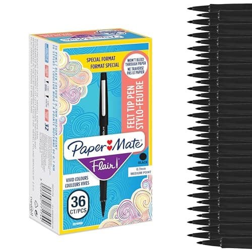 Detalle de Paper Mate Flair punta mediana 0,7 mm negro 36 unidades 🖊