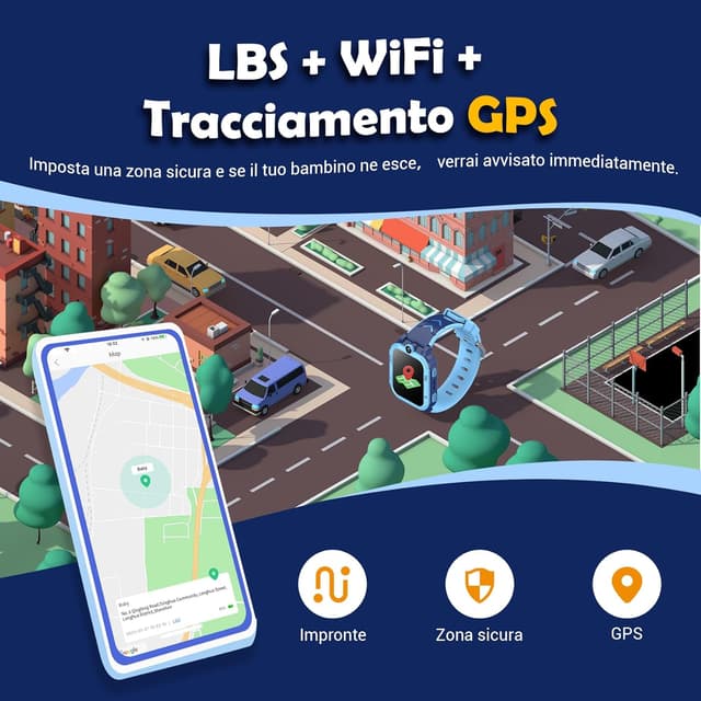 Detalle 1 de Blackview Smartwatch per bambini GPS+LBS+Wi‑Fi con SOS e videochiamate 4G