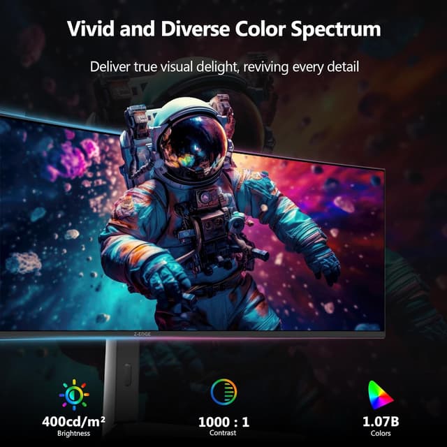 Detalle de Z-Edge 49-inch Curved Gaming Monitor (DQHD 5120x1440) 144Hz IPS with FreeSync, HDR10, USB-C 65W & KVM