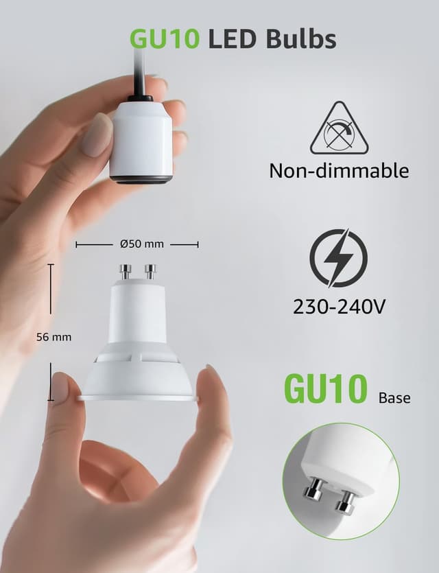 Detalle de Lepro GU10 LED Bulbs (Cool White 6500K, 800lm, 8W) – 5 Pack, 100° wide beam, non-dimmable
