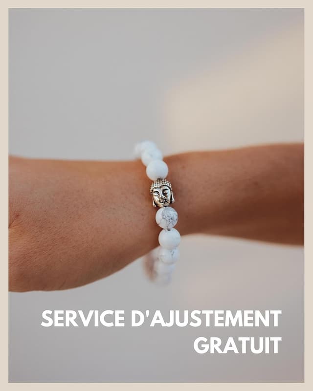 Detalle de GOOD.designs Bracelet de perles en pierres naturelles à tête de bouddha (ajustable, homme & femme)