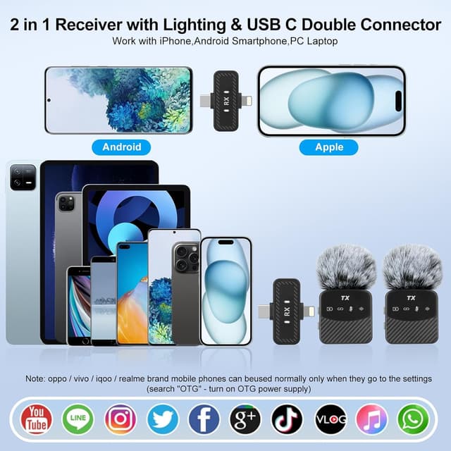 Thumbnail 5 de YUANRAN Mini Lavalier micrófono inalámbrico para móvil