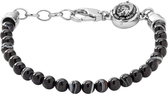 Detalle 2 de Diesel Pulsera de hombre cuentas semipreciosas Marrón oscuro 🧿