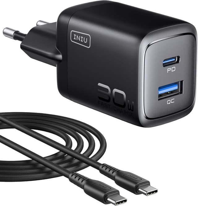 Detalle de INIU 30W USB-C Ladegerät 2-Port mit GaN PD, Reiseadapter