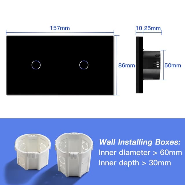 Detalle 2 de BSEED Interruptor táctil 1G2V Negro