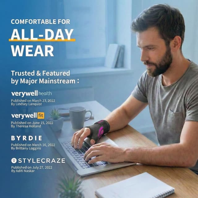 Detalle de Fitooson Thumb Wrist Brace (Thumb Spica) for De Quervain’s, Trigger Finger, and more — Rose Pink/Black, S/M