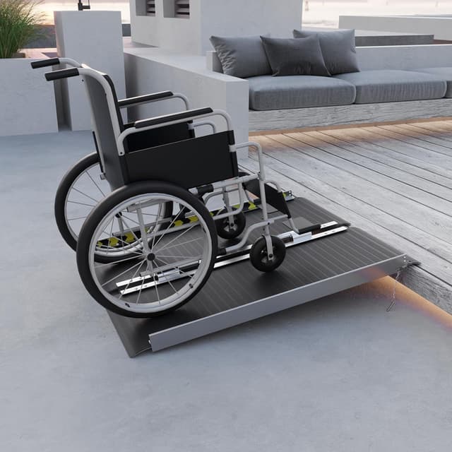 Detalle de HOMCOM rampe de fauteuil roulant pliable en aluminium (91 x 73,6 cm) antidérapante et sécurité renforcée