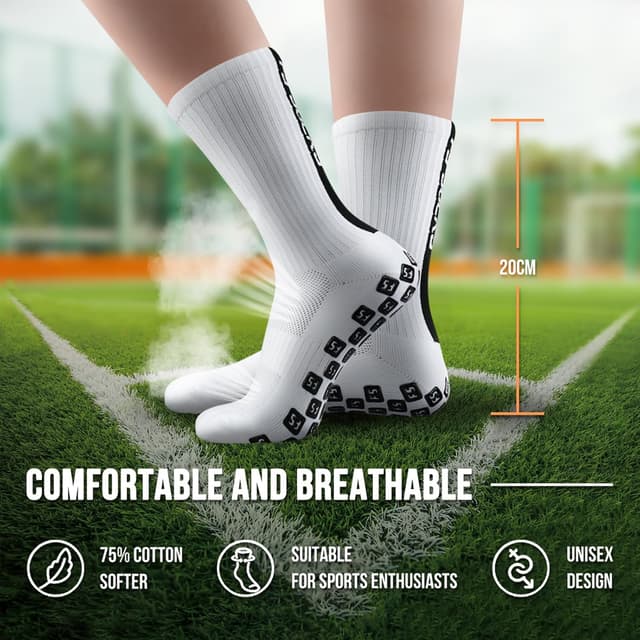 Detalle de AVABEST Chaussettes de sport antidérapantes lot de 3 (football, basket, rugby, trekking) 35-39 à 39-46