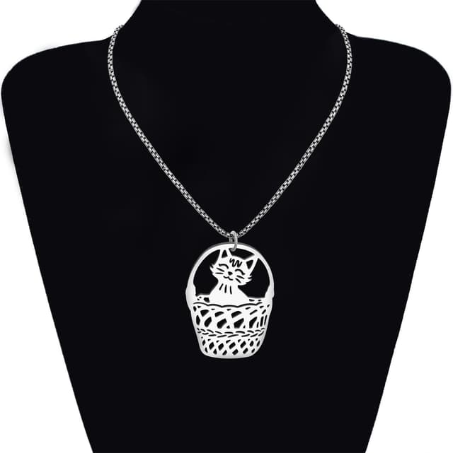 Detalle 2 de BAMAY Edelstahl-Katzen Halskette mit Kätzchen-Anhänger – nickelfrei & hypoallergen für Damen und Mädchen