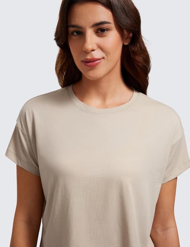 Detalle de Maglietta CRZ YOGA in pima di cotone a manica corta, girocollo alto