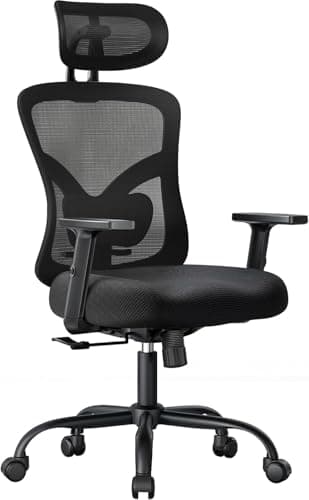 Detalle de NOBLEWELL Silla de Oficina Ergonómica con soporte lumbar, reposacabezas 2D y respaldo reclinable hasta 130°
