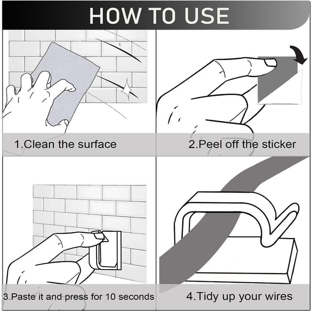 Detalle 2 de KGROTE 100er Kabelhalter Set (selbstklebend) für Kabelmanagement und Lichterketten – weiß