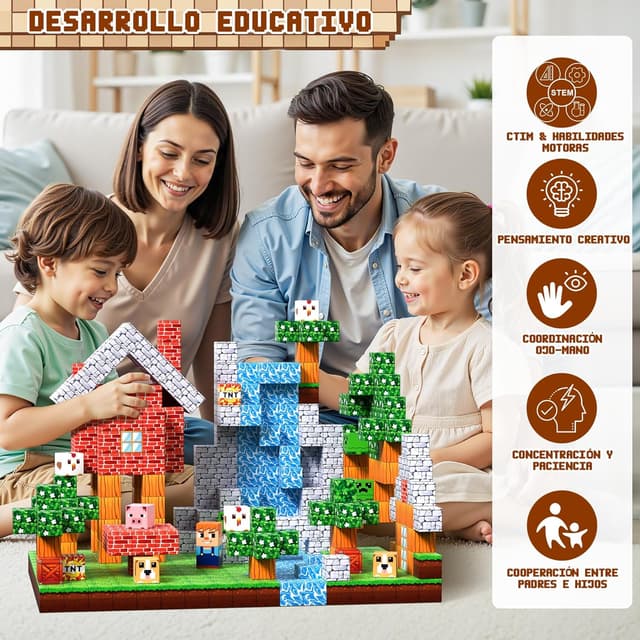 Thumbnail 4 de Pourbibi Bloques Magnéticos 108 piezas 🧱