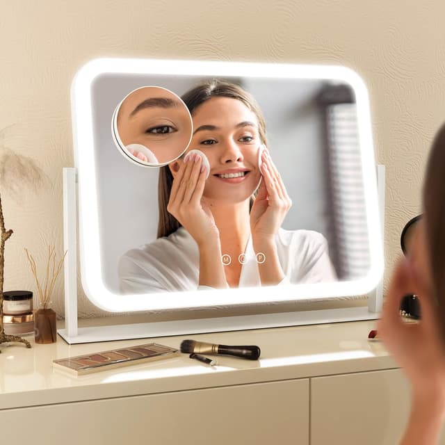 Detalle de FENNIO Vanity Mirror with Lights (17''x13'') Touch Screen Makeup Mirror with 3-Color Lighting
