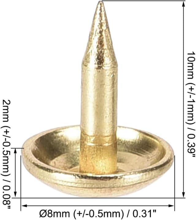 Detalle 2 de TA-VIGOR 50 Gold Upholstery Tacks (8 x 10mm) – Decorative metal thumb tacks for furniture & DIY