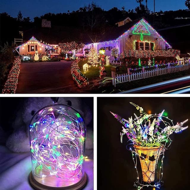 Detalle 2 de Ligarko Solar Fairy Lights Outdoor (2 Pack, 240 LED/80ft) IP65 Waterproof with 8 Lighting Modes