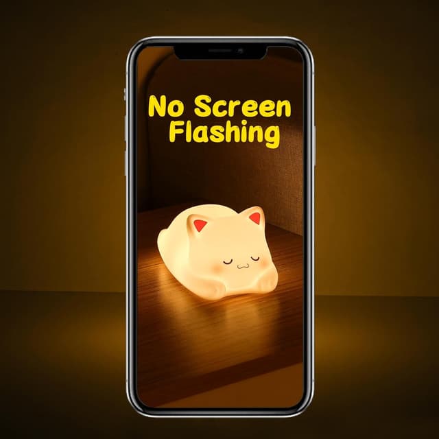 Detalle 2 de LOVERUIS Squishy Katze Kinder-Nachtlicht mit Timer, dimmbar und buntem Silikon-Look