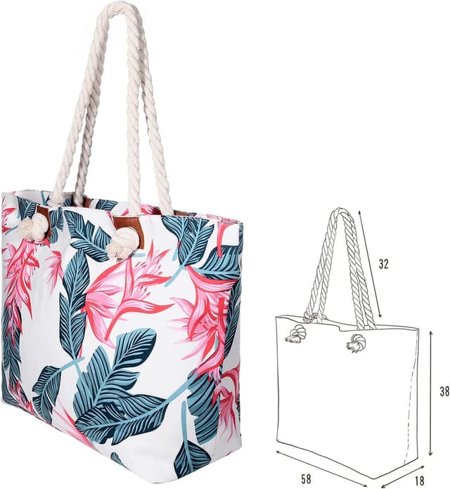 Detalle 2 de MASADA borsa da spiaggia grande idrorepellente con cerniera, 58 x 38 x 18 cm