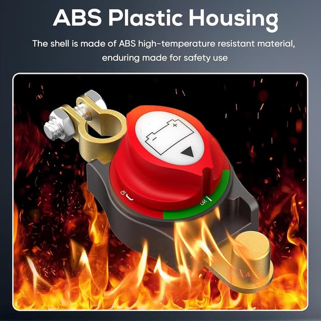 Detalle de TZEKING Batteriehauptschalter (2er-Set) für DC 12–48V – Trennschalter zum Isolieren der Auto-, Motorrad- und Marine-Batterie