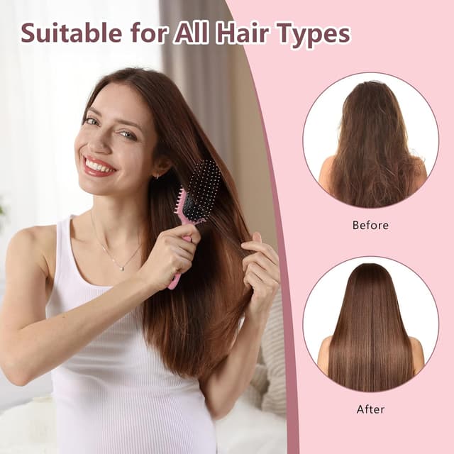 Detalle de HEZ Curl Defining Brush Set (Pink) for Combing and Shaping Curls, Slick Backs & More