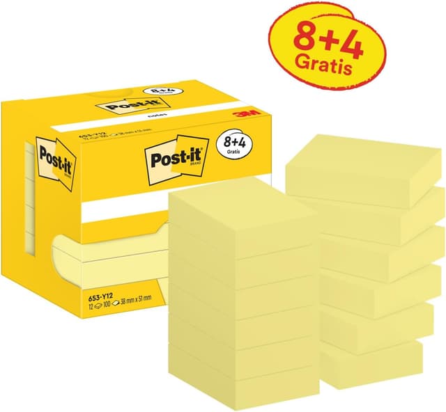 Detalle de Post-it Foglietti Canary Yellow: pacchetto promozionale con 8 blocchetti + 4 gratis, giallo canarino (38 × 51 mm)