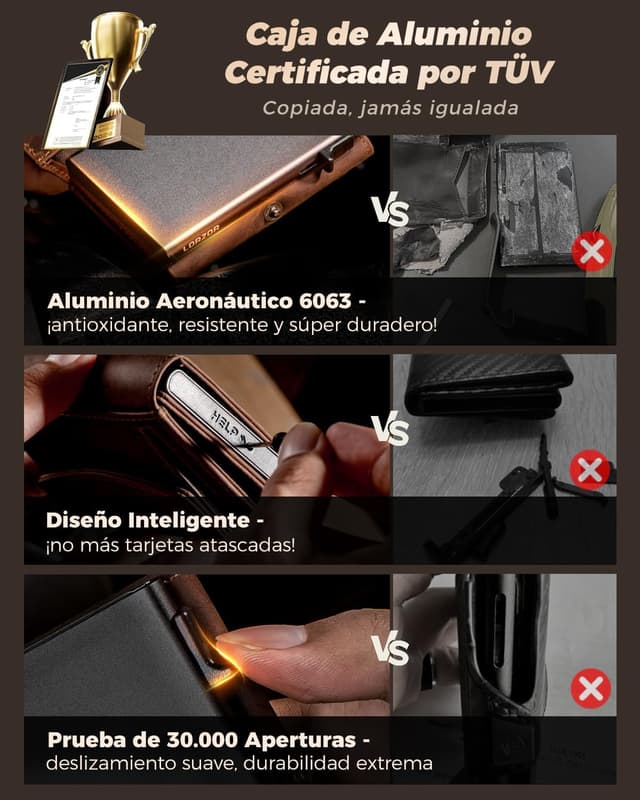 Thumbnail 3 de LORZOR Carteras Hombre RFID 10 tarjetas