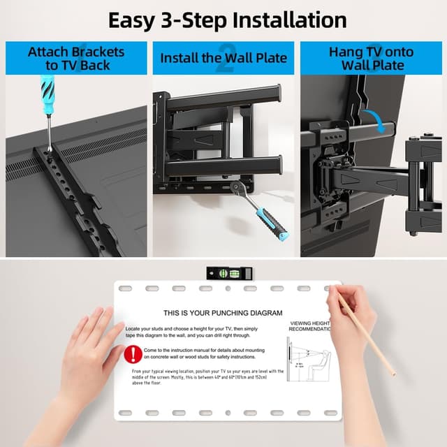 Thumbnail 5 de HOME VISION Full Motion TV Wall Mount 132 lbs