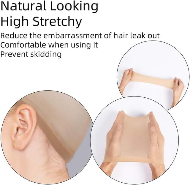 Detalle 2 de URAQT Wig Caps en filet pour perruque (lot de 8, neutres) – bonnets unisex