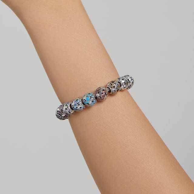 Detalle de ShiYu 925 Sterling Silber Geburtsstein Charms Anhänger (Februar) für Pandora-Armbänder