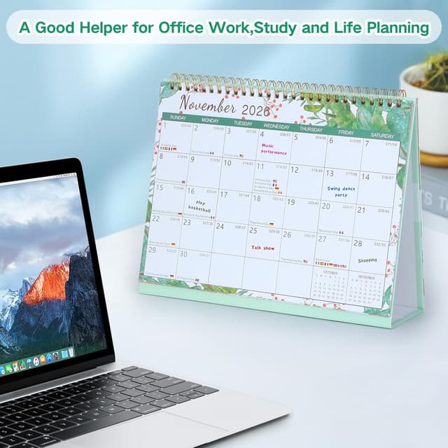 Detalle 2 de ZEEYUAN Desk Calendar 2026–2027 (Jan 2026–Dec 2027) with 24 Monthly Pages