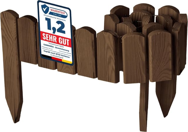 Detalle de Garronda Rollborder recinzione in legno flessibile GD-0148 100 × 10 cm (marrone scuro)