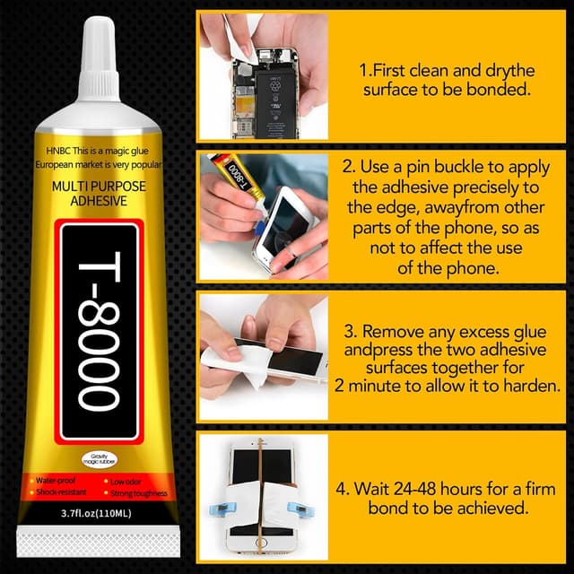 Detalle de Colle écran smartphone 110 ml, colle téléphone transparente et flexible pour réparation d’écrans