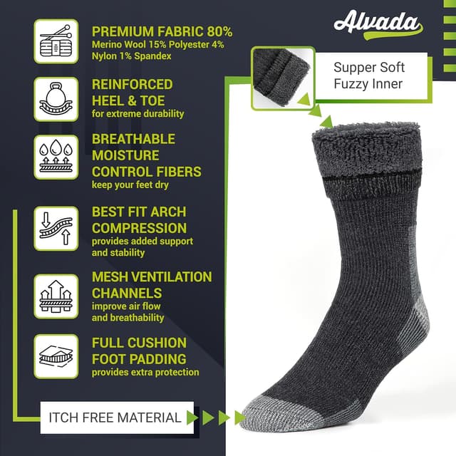 Thumbnail 2 de Alvada Warm Thermal Wool Socks Moisture-Wicking Cozy Socks