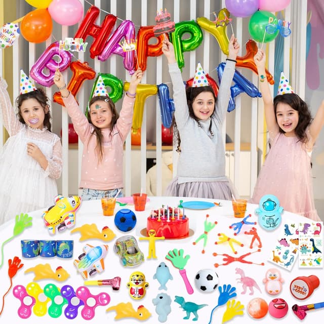 Detalle 2 de CoralBloom 100er Set Mitgebsel für Kindergeburtstag (Pinata-Füllung & Gastgeschenke)