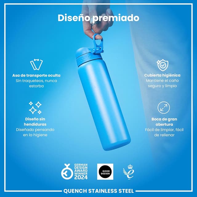 Thumbnail 6 de Ion8 Botella de Agua Inox 1L 🚰 Sin Aislamiento, Sin Fugas