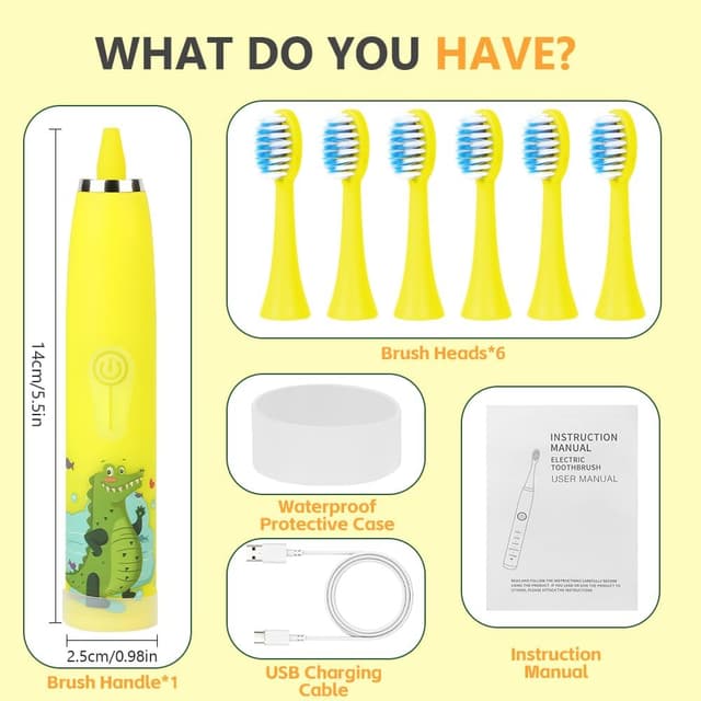 Detalle 2 de Vicloon Spazzolino Elettrico per Bambini con timer intelligente e 6 testine